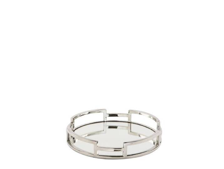 Fink Dekotablett HOMMAGE Tablett - silberfarben - Edelstahl - H. 5cm x D. 30cm (Serviertablett - Tableau) von Fink