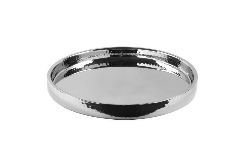 Fink Dekotablett KALAS Tablett - silberfarben - Edelstahl - H. 4cm x B. 30cm (1xTablett, 1 St., Serviertablett - Tableau), Multifunktionales Servierbrett: Servier-, Trageplatte & Abstellbrett von Fink