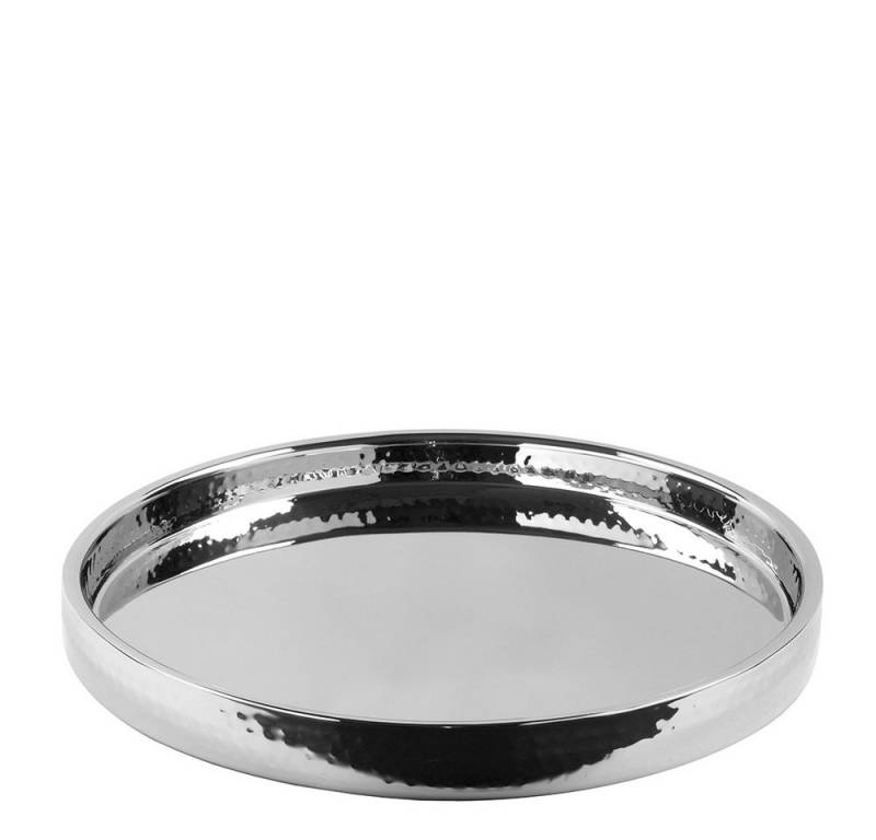 Fink Dekotablett KALAS Tablett - silberfarben - Edelstahl - H. 4cm x B. 30cm (Serviertablett - Tableau), Multifunktionales Servierbrett: Servier-, Trageplatte & Abstellbrett von Fink