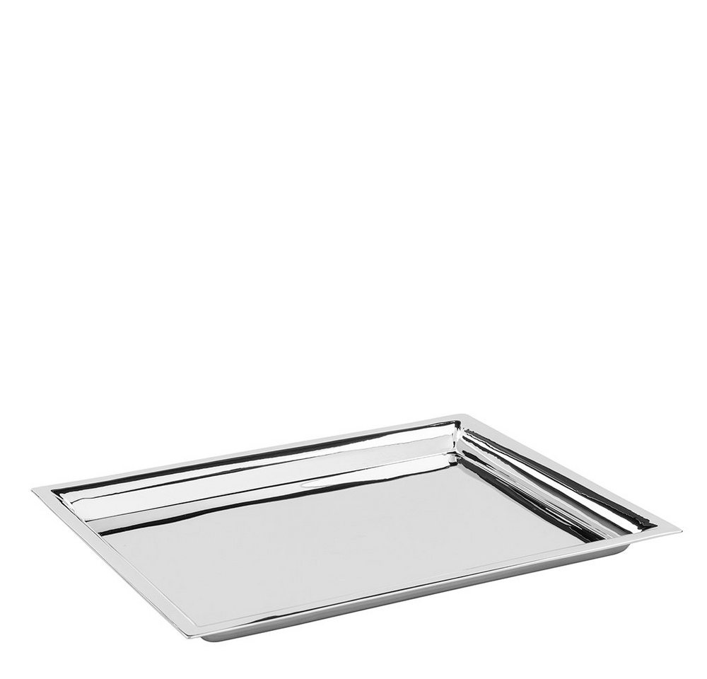 Fink Dekotablett NAGANO Tablett - silberfarben - Edelstahl - H. 2cm x B. 34cm (Serviertablett - Tableau), Multifunktionales Servierbrett: Servier-, Trageplatte & Abstellbrett von Fink