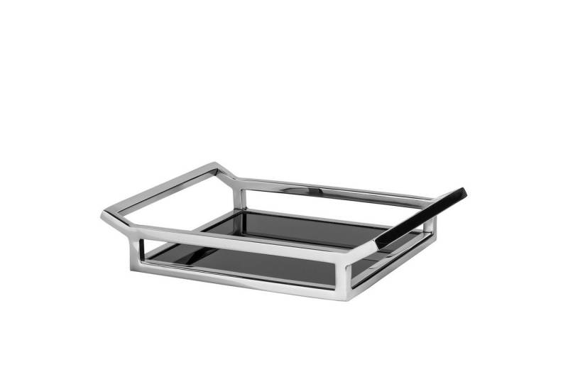 Fink Dekotablett PIANO Tablett - H. 5cm x L. 26cm - schwarz/silber - Edelstahl/Glas (1 St., 1 Stück), Elegantes Serviertablett & Deko Tablett - Vielseitige Servierplatte von Fink