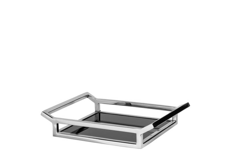 Fink Dekotablett PIANO Tablett - H. 5cm x L. 26cm - schwarz/silber - Edelstahl/Glas (Serviertablett - Tableau), Elegantes Serviertablett & Deko Tablett - Vielseitige Servierplatte von Fink