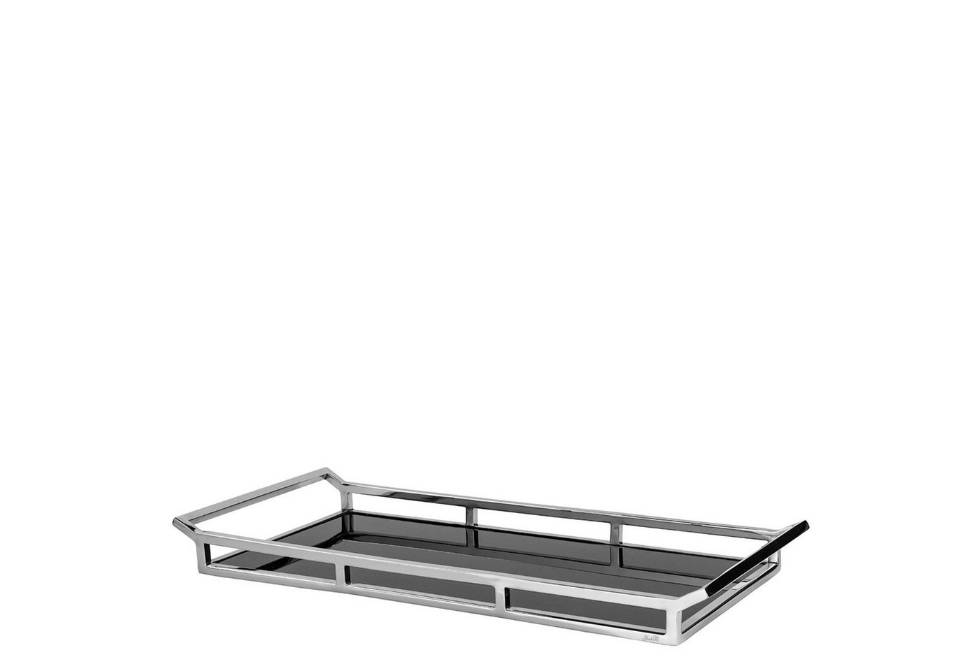 Fink Dekotablett PIANO Tablett - H. 5cm x L. 55cm - schwarz/silber - Edelstahl/Glas (Serviertablett - Tableau), Elegantes Serviertablett & Deko Tablett - Vielseitige Servierplatte von Fink