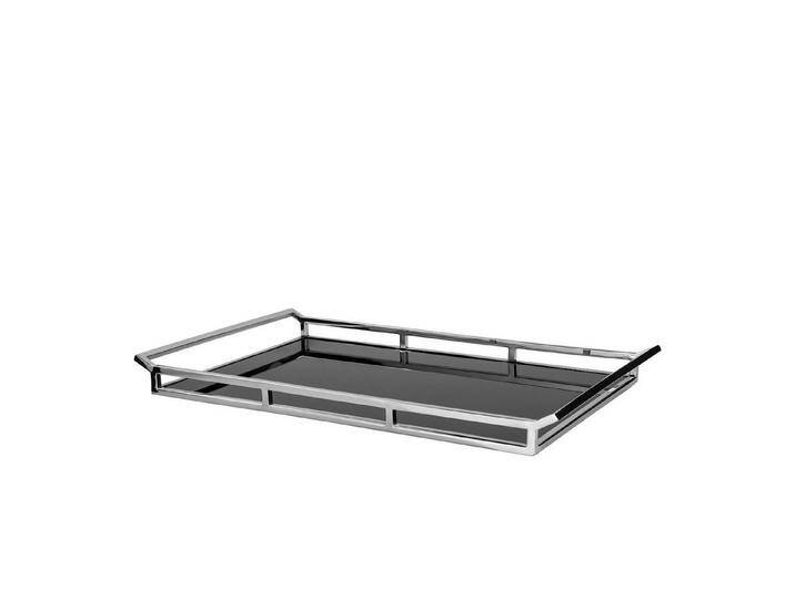 Fink Dekotablett PIANO Tablett - schwarz, silber - Edelstahl Glas - H. 5cm x B. 36cm (1 St., Serviertablett - Tableau) von Fink