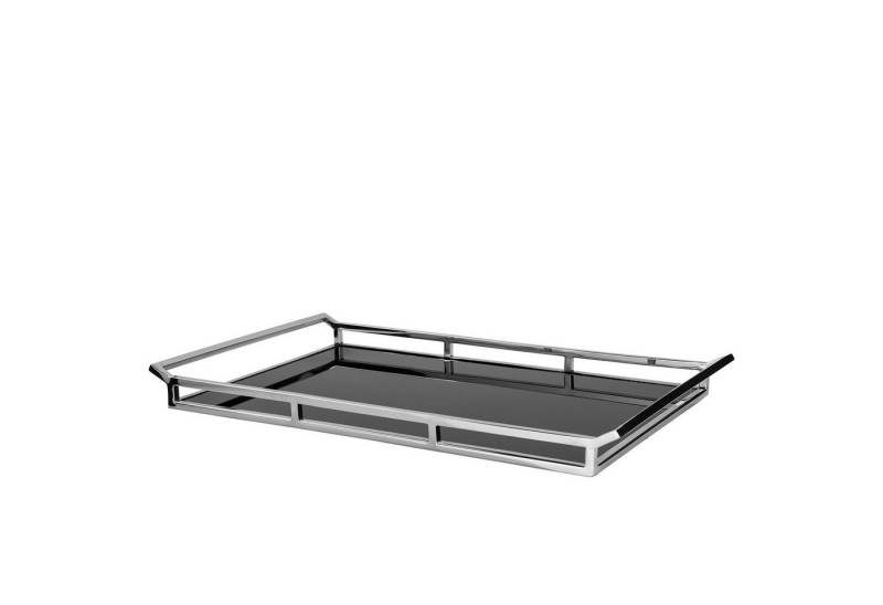 Fink Dekotablett PIANO Tablett - schwarz, silber - Edelstahl Glas - H. 5cm x B. 36cm (1 St., Serviertablett - Tableau), Servierbrett/Trageplatte: Vielseitiges Abstellbrett & Servierplatte von Fink