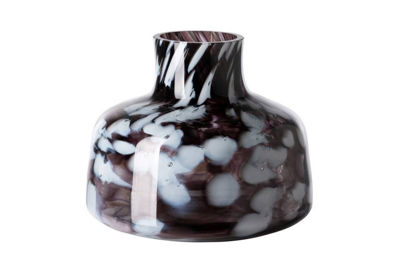 Fink Dekovase GOSY Glasvase - schwarz/weiß - Glas - H. 18cm x B. 22cm - Dekovase (1x Glasvase, 1 St., Blumenbehälter - Blumengefäß), Glas Dekovase - Edle Pflanzvase für Tisch - Langlebige Vasen Eleganz von Fink