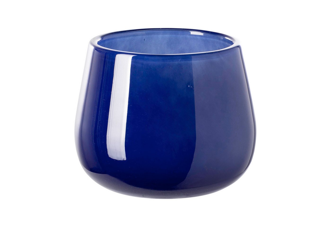 Fink Dekovase MARLY Glasvase - blau - Glas - H. 11cm x Ø13,5cm - Tulpenvase (1xGlasvase, Blumenhalter - Glasgefäß), Dekovase Pflanzvase Tischvase - Elegante Vasen für Ihr Zuhause von Fink