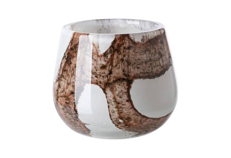 Fink Dekovase MELLA Glasvase - braun/weiß aus Glas - H. 17cm x Ø 18,5cm - Windlicht (1x Glasvase, 1 St., Teelichthalter - Stimmungslicht), Kerzenhalter - Leuchter - Deko von Fink