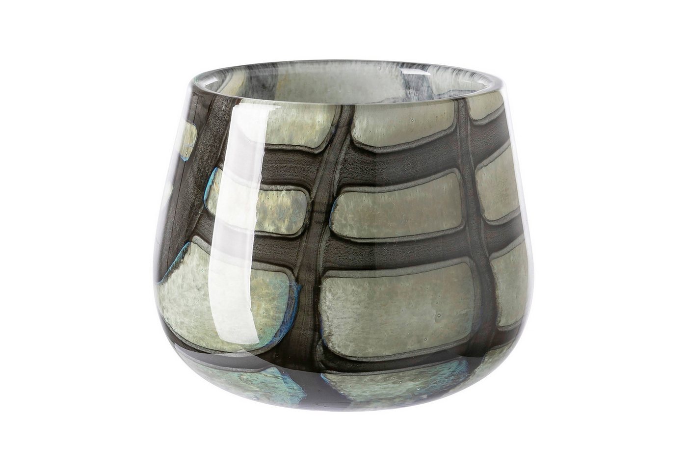 Fink Dekovase Vase MARLY - hellgrün-schwarz - Glas - H.9,5cm x Ø 11cm von Fink