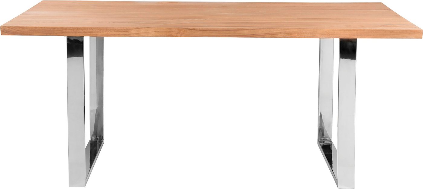 Fink Esstisch, Mit seitlich geschwungener Form, massive Tischplatte, weiß geölt von Fink