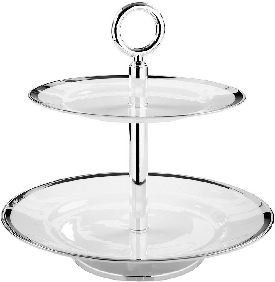 Fink Etagere PLATINUM, Porzellan, (1-tlg), Servierplatte mit Platinumrand, mit 2 Etagen, Höhe ca. 26 cm von Fink