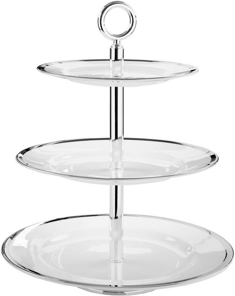 Fink Etagere PLATINUM, Porzellan, (1-tlg), Servierplatte mit Platinumrand, mit 3 Etagen, Höhe ca. 39 cm von Fink