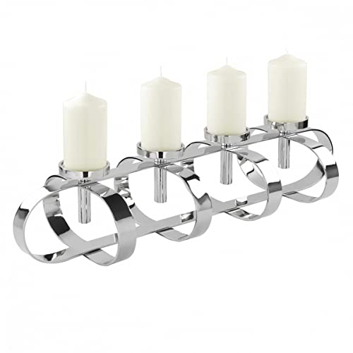Fink GORDEN Stumpenkerzenleuchter, 4-flammig Aluminium, vernickelt silberfarben Größe: Länge: 85cm, Breite: 27cm, Höhe: 18cm, 158022, 85 x 27 x 18 cm Fink GORDEN Stumpenkerzenleuchter, 4-flammig Aluminium, vernickelt silberfarben Größe: Länge: 85cm, Breite: 27cm, Höhe: 18cm, 158022, 85 x 27 x 18 cm von Fink