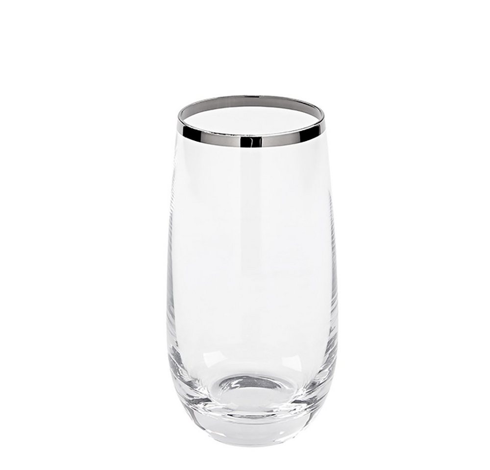 Fink Glas FINK Longdrinkglas Platinum - silber-transparent - H. 14cm x B. 7cm, Glas, Platinumauflage von Fink