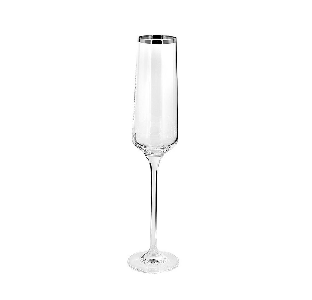 Fink Glas FINK Sektglas Platinum - silber-transparent - H. 26cm x D. 6cm, Glas, Platinumauflage von Fink