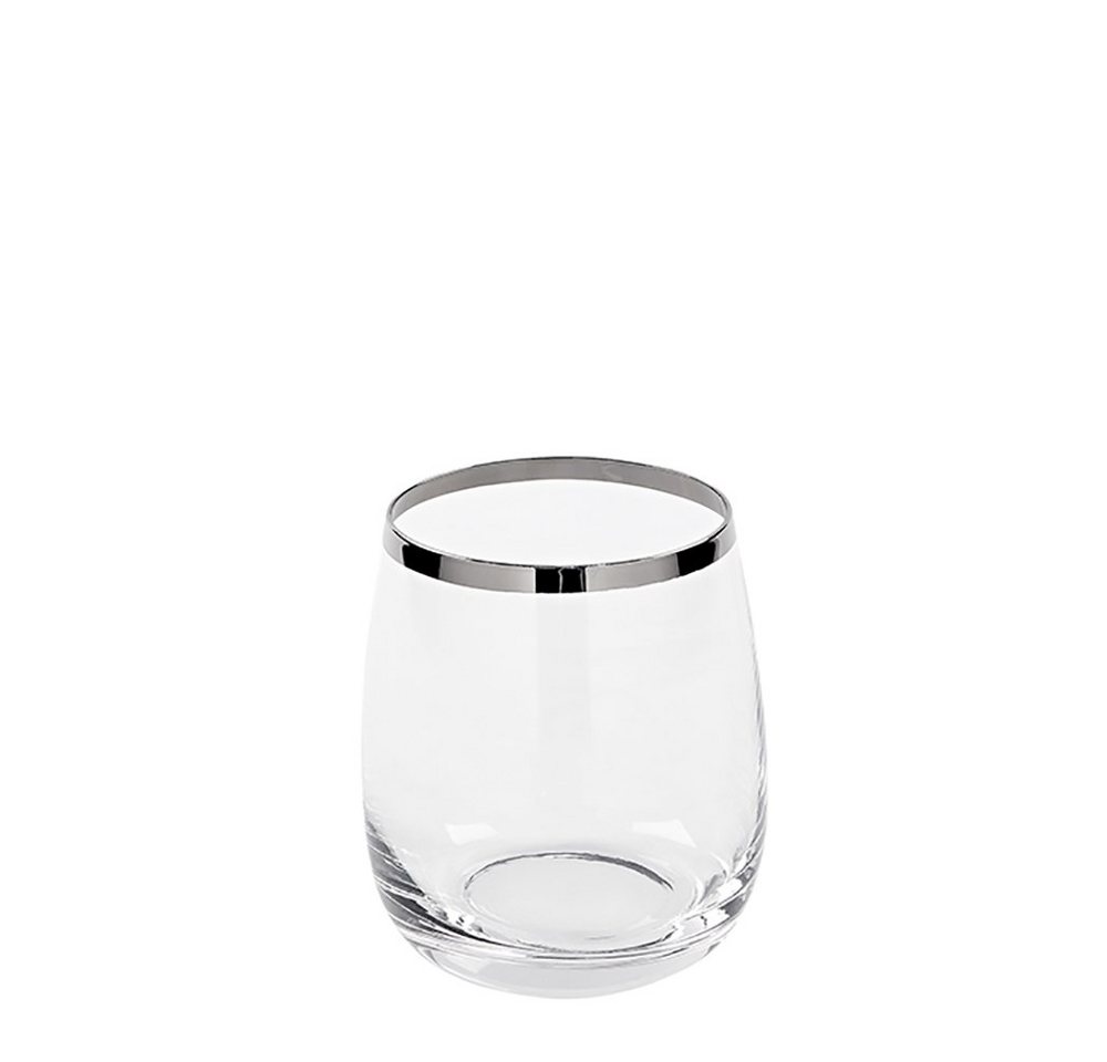 Fink Glas FINK Whiskyglas Platinum - silber-transparent - H. 10,5cm x B. 10cm, Glas, Platinumauflage von Fink