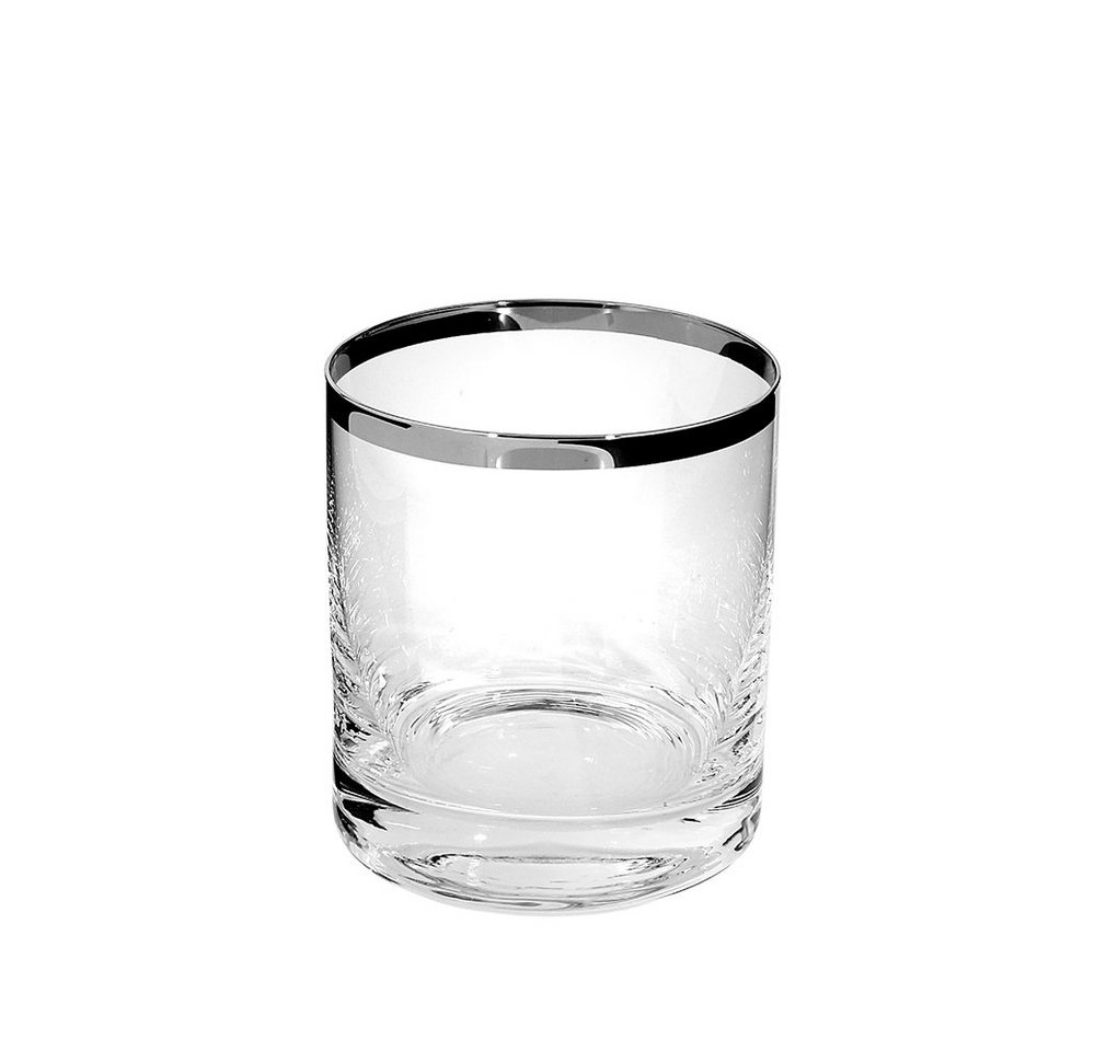Fink Glas FINK Whiskyglas Platinum - silber-transparent - H. 9cm x D. 8cm, Glas, Platinumauflage von Fink