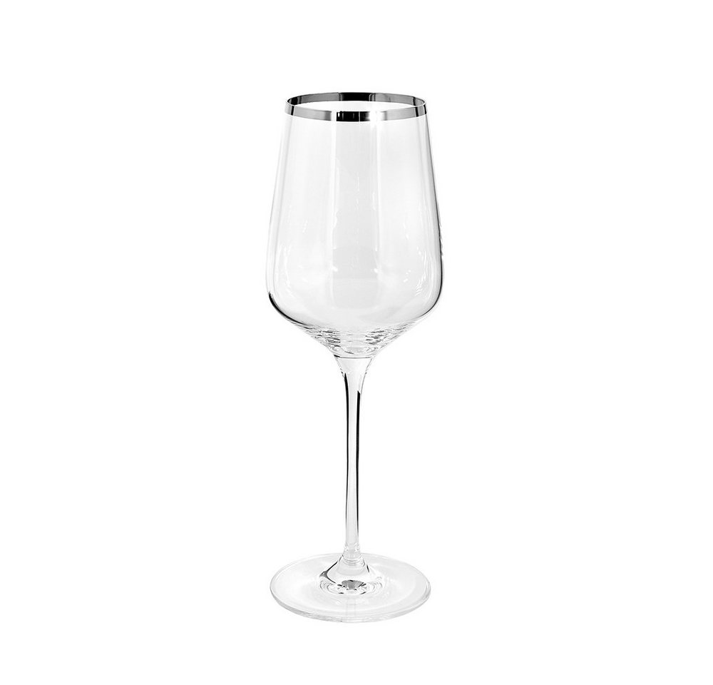 Fink Glas FINK Weißweinglas Platinum - silber-transparent - H. 25cm x D. 9cm, Glas, Platinumauflage von Fink