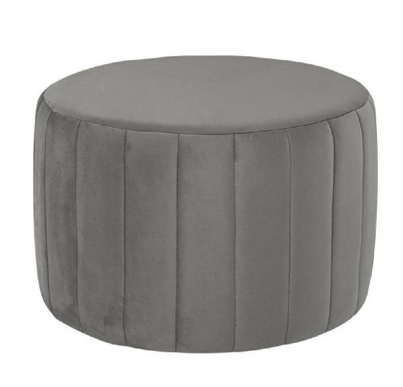 Fink Hocker Pouf Hocker Helen Gesteppt Samtbezug Dunkelgrau (60cm) von Fink