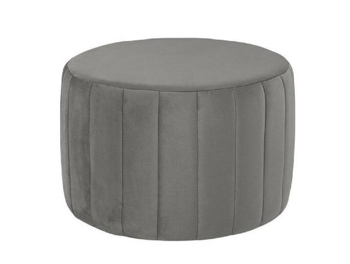 Fink Hocker Pouf Hocker Helen Gesteppt Samtbezug Dunkelgrau (60cm) von Fink