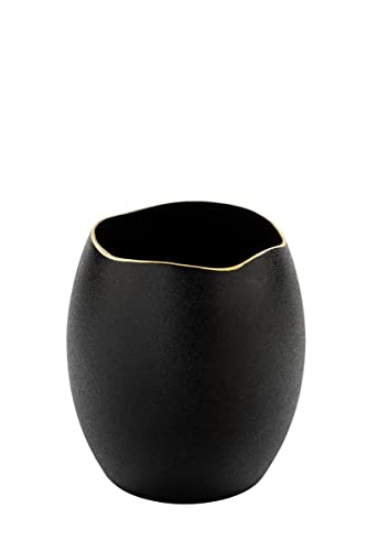 Fink Kalea Übertopf,Vase,Keramik,schw,m.Goldr. H15,D13 120091 von Fink