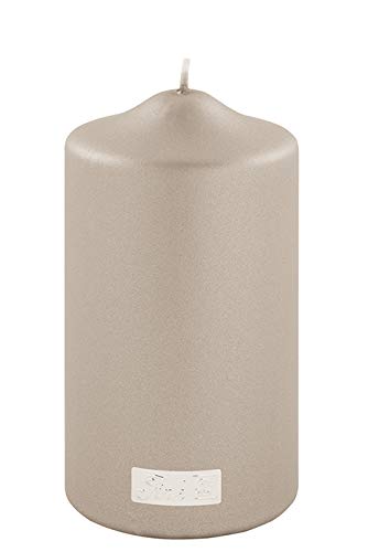 Fink Kerze hochwertige Stumpenkerze metallic Stein Grau Höhe: 15 cm/Durchmesser: 8 cm - Kerze - modern - Advent von Fink