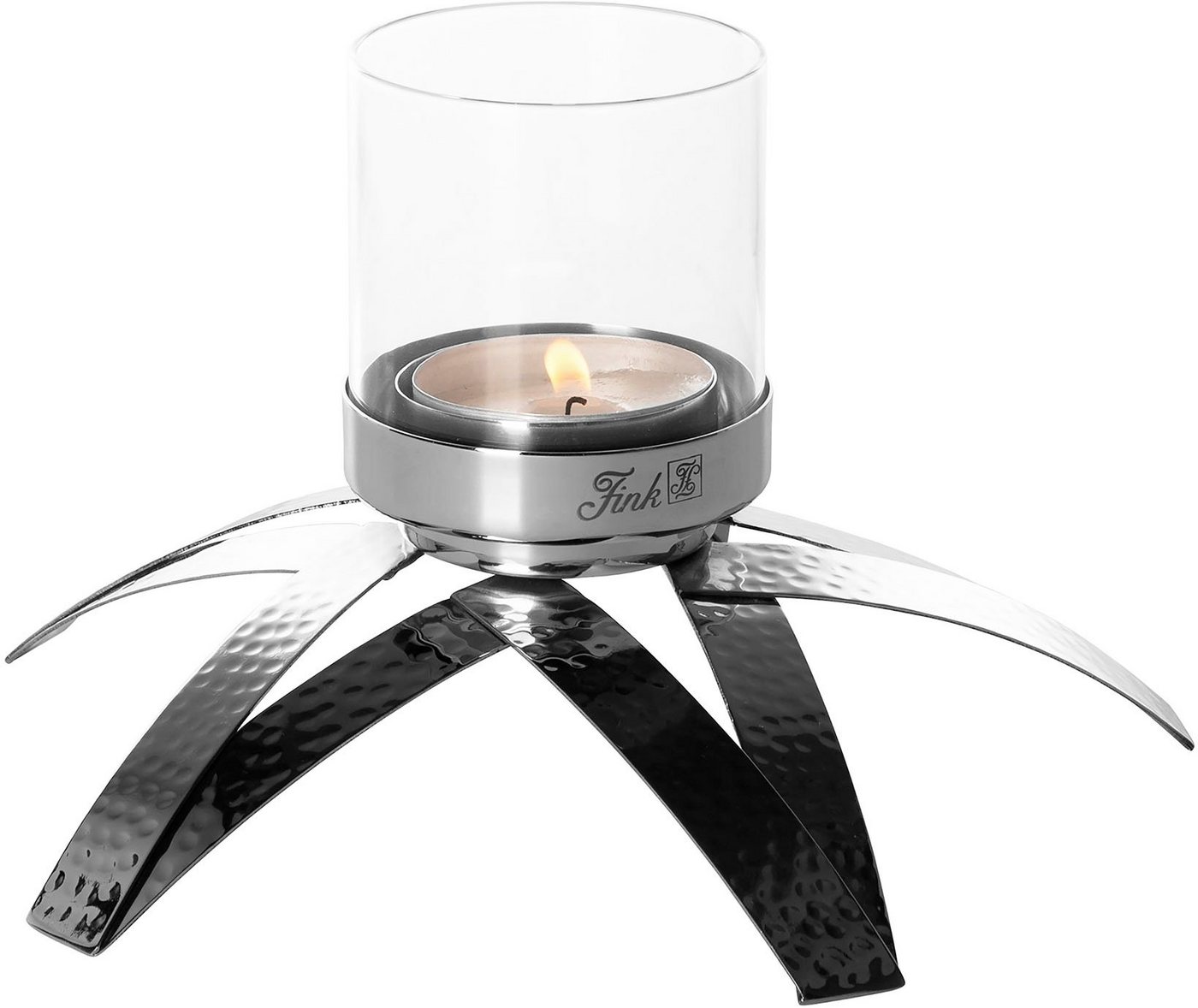 Fink Kerzenhalter CLAIRE, mit Glaszylinder (1 St), Teelichthalter aus Edelstahl, 1-flammig von Fink