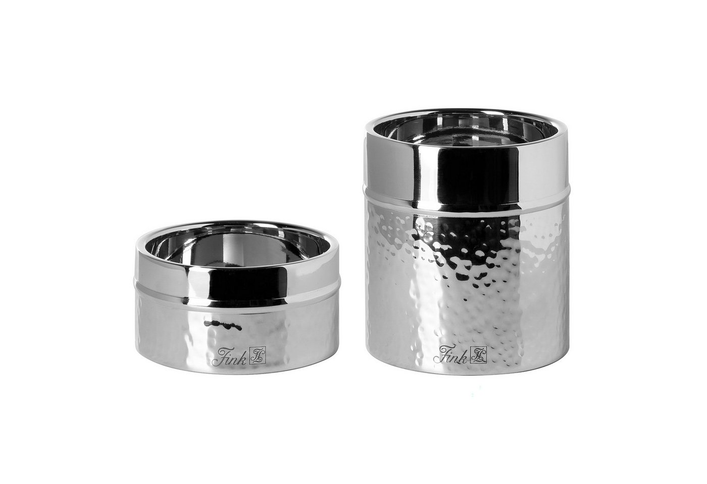 Fink Kerzenhalter NASSAU - 2er Set Stumpenkerzenhalter aus Edelstahl - silber - Leuchter (2er Set Stumpenkerzenhalter, 2er Set), Kerzenhalter - Kerzenlicht - Stumpenkerze - Windlicht - Kerzendeko von Fink