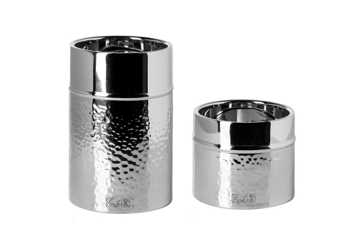 Fink Kerzenhalter NASSAU - 2er Set Stumpenkerzenhalter aus Edelstahl - silber - Leuchter (2er Set Stumpenkerzenhalter, 2er Set Stumpenkerzenhalter), Kerzenhalter - Kerzenlicht - Stumpenkerze - Windlicht - Kerzendeko von Fink