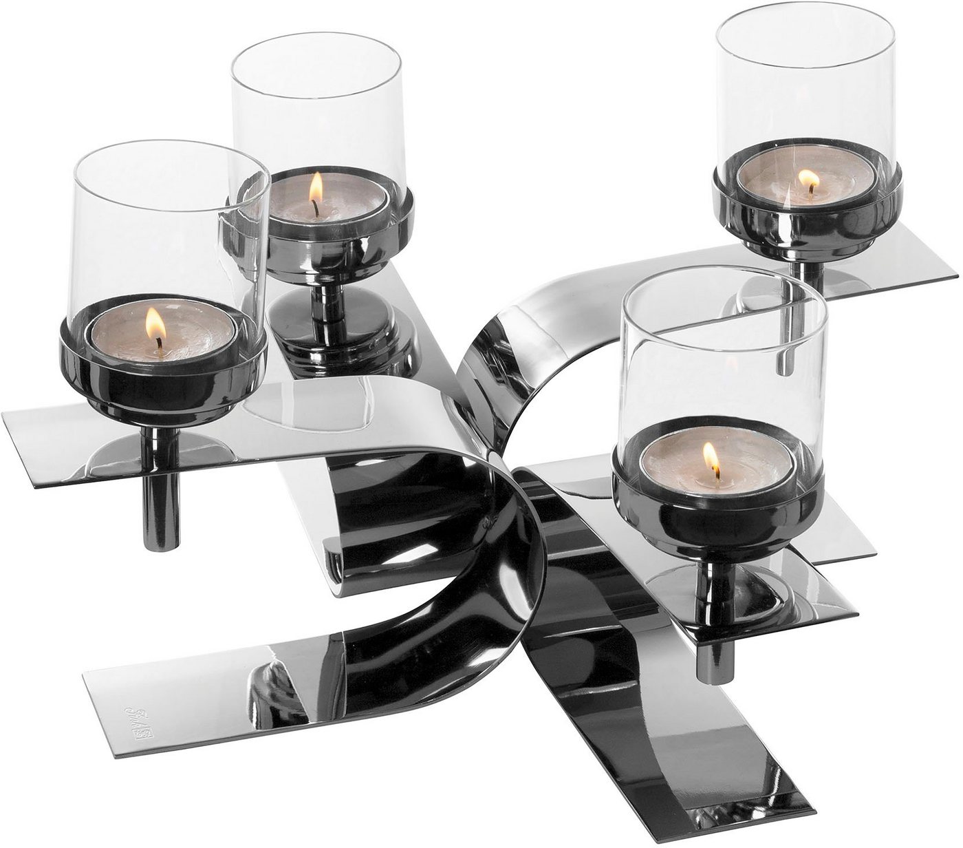 Fink Kerzenhalter PASSIONA, Adventsleuchter (1 St), Teelichthalter mit Glaseinsatz, 4-flammig von Fink