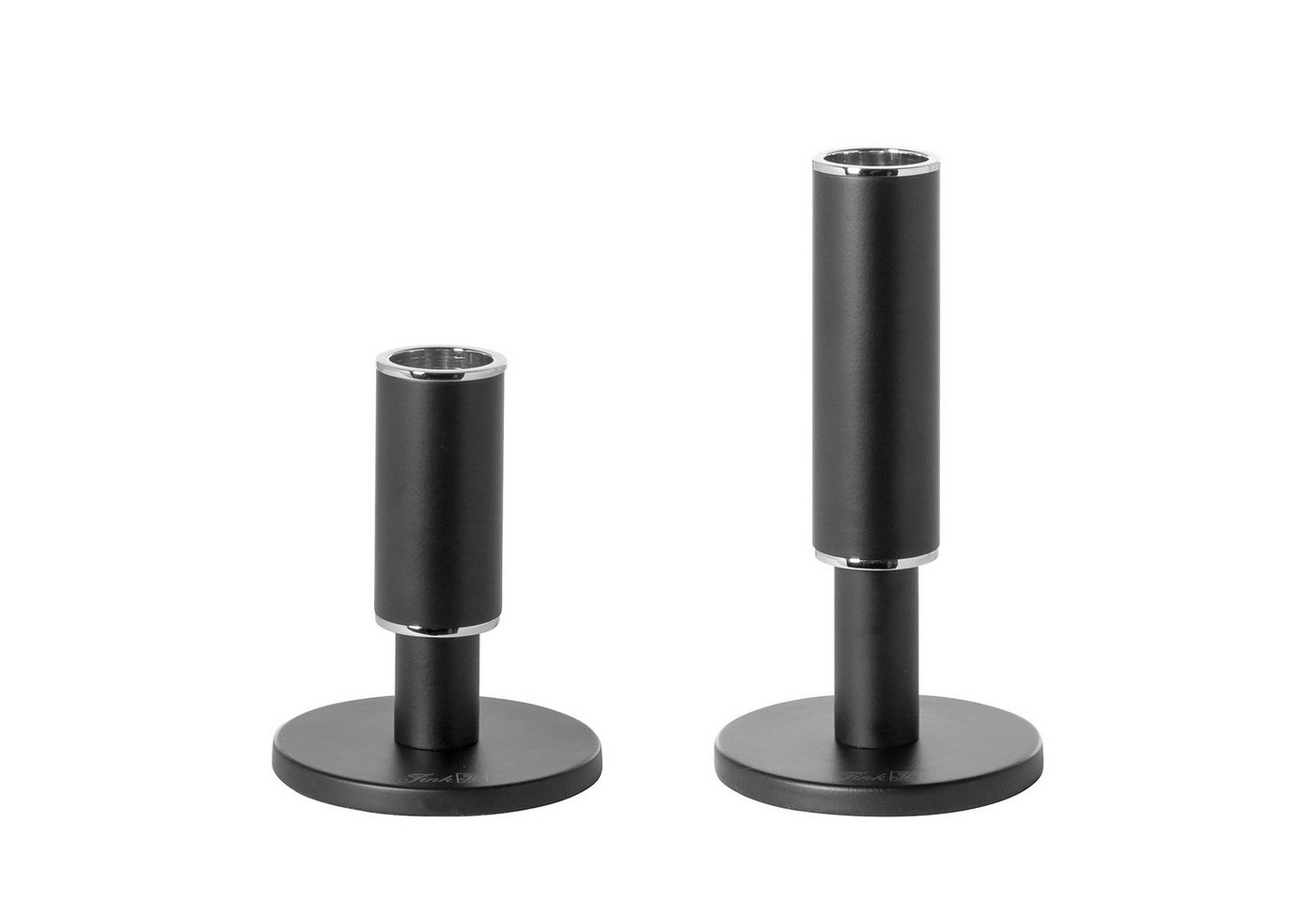 Fink Kerzenhalter RITMO - 2er Set Kerzenhalter aus Edelstahl in Schwarz - Stabkerzen (2er Set Stabkerzenhalter, 2er Set), Stabkerzenleuchter - Dekoration - Geschenkeset - Windlicht - Leuchter von Fink