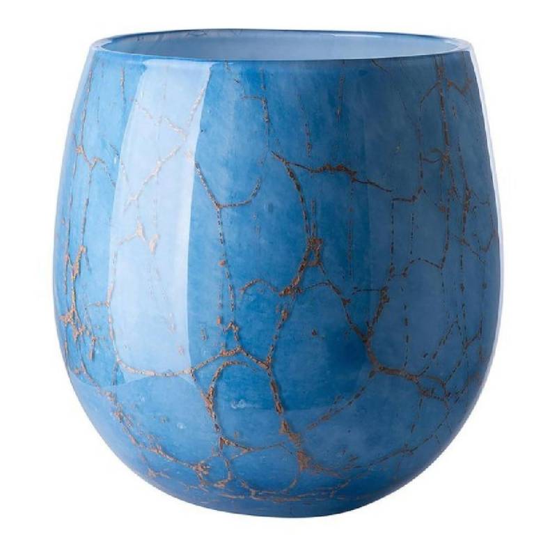 Fink Kerzenhalter Vase oder Windlicht Cosmic Opalglas Blau (22cm) von Fink