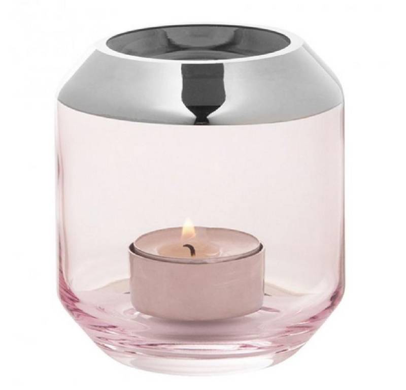 Fink Kerzenhalter Windlicht oder Vase Smilla mit Platinrand Hellrosa (9cm) von Fink