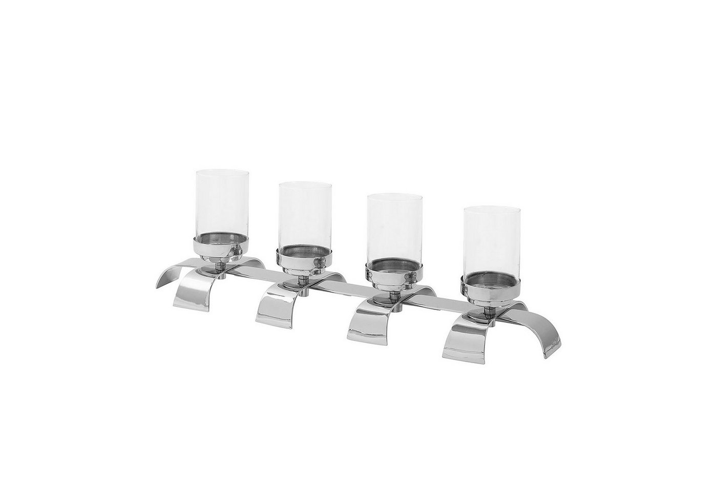 Fink Kerzenleuchter AARON Leuchter - H. 15,5cm - silber - Aluminium/Glas - Tischleuchter (1 St., Kandelaber - Armleuchter), Moderner Kerzenständer aus Glas - Eleganter Kerzen- & Lichterhalter von Fink