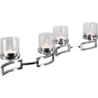 Fink Kerzenleuchter "HOMMAGE, Weihnachtsdeko" silberfarben - aus Edelstahl und Glas, 4-flammig, Adventsleuchter von Fink