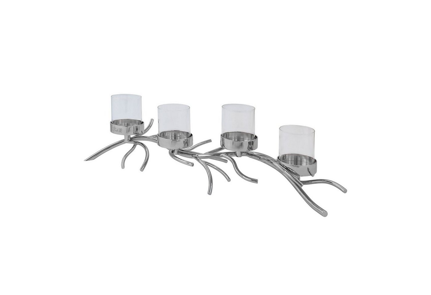 Fink Kerzenleuchter RAMUS Leuchter mit Glas - silber - Aluminium - B. 66cm - Adventskranz (1 St., 1 Stück), Weihnachts-Kerzenleuchter aus Glas - Eleganter Kerzenhalter Deko von Fink