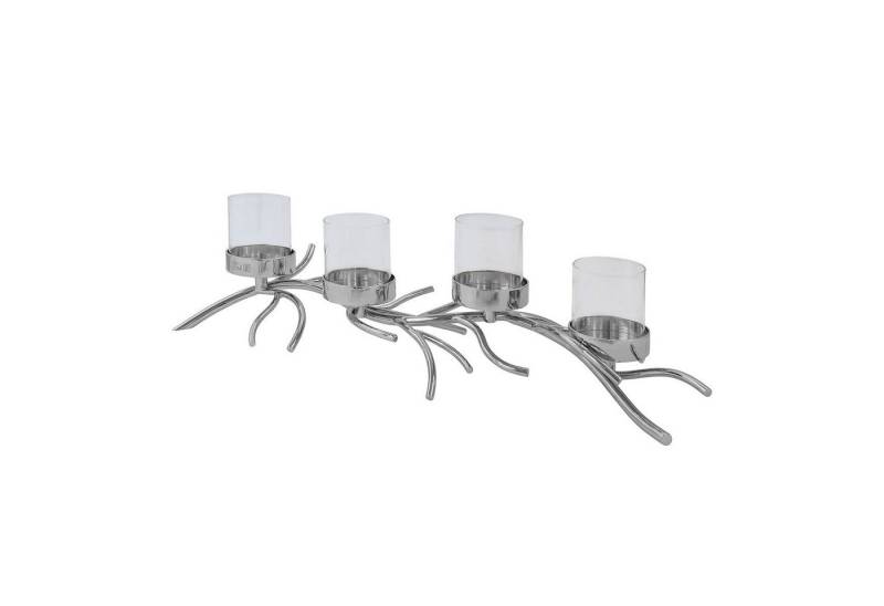 Fink Kerzenleuchter RAMUS Leuchter mit Glas - silber - Aluminium - B. 66cm - Adventskranz (1 St., 1 Stück), Weihnachts-Kerzenleuchter aus Glas - Eleganter Kerzenhalter Deko von Fink