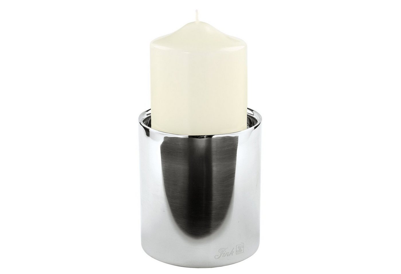 Fink Kerzenleuchter SOBRIO - Kerzenleuchter silber - Edelstahlleuchte D.10cm Kerzenhalter (1x Stumpenkerzenhalter, 1 St., 1 Stück), Leuchter - Kerzen Halter - Kerzenständer - Lichtspender - Leuchte von Fink