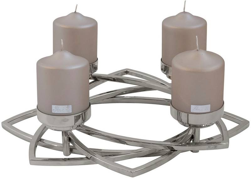 Fink Kerzenleuchter ZAPPORA (1 St), Adventskranz, Leuchterkranz, 4-flammig, vernickelt von Fink