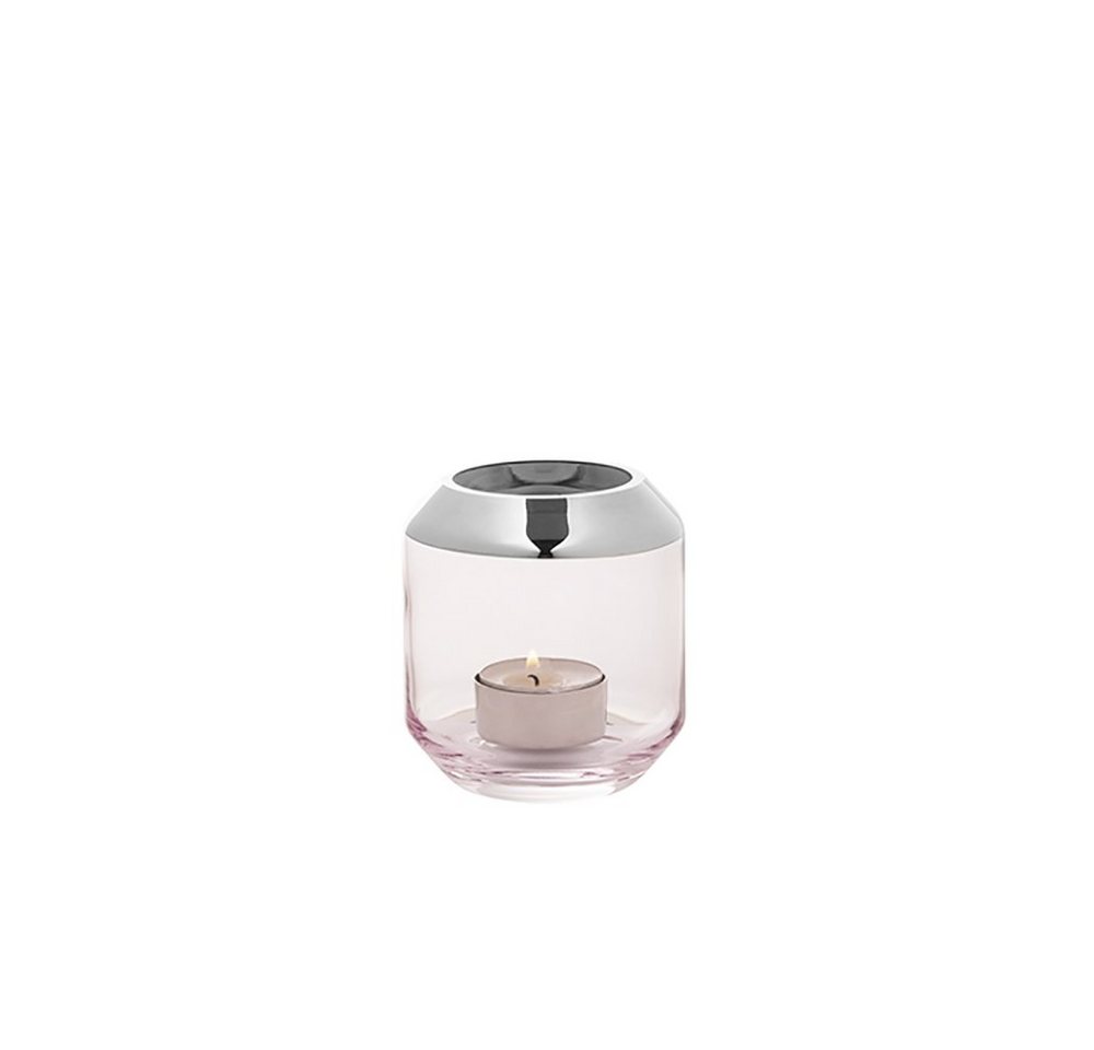 Fink Kerzenständer FINK Teelichthalter Smilla - hellrose-silber - H. 9cm x B. 9cm x D. 9cm von Fink