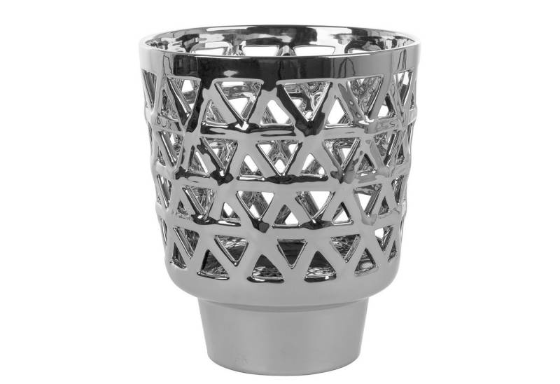 Fink Windlicht FINK Windlicht EVITA - silberfarben - Keramik - H.23cm x B.20cm (1 Stück), Vase für Trocken- und Schnittblumen von Fink