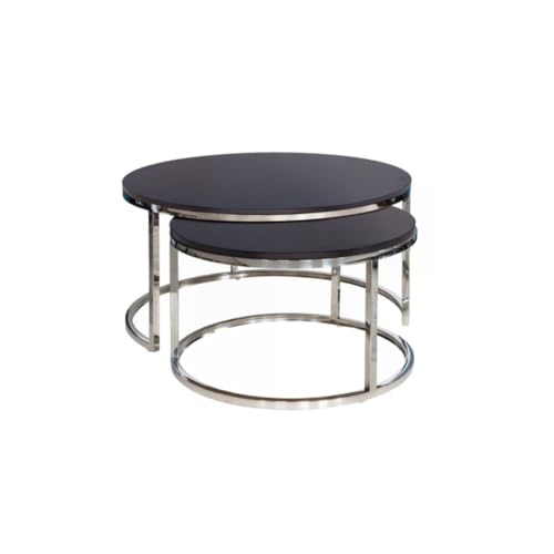 Fink MINOU/2er Set Couchti,Eiche, Espresso/D.80,H.42/D.60,H.36 [Set] von Fink