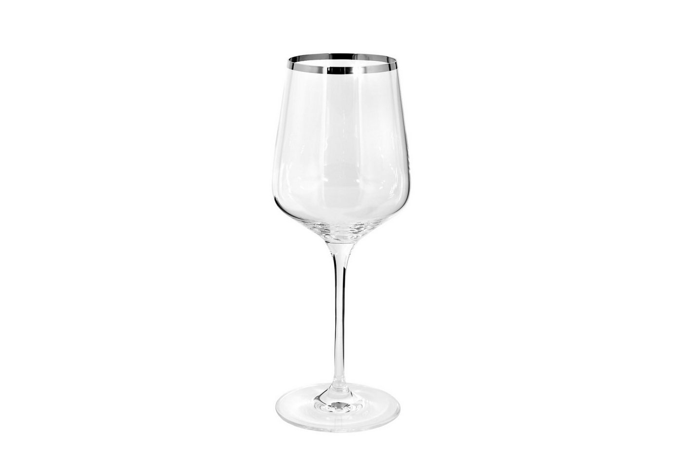 Fink Rotweinglas Rotweinglas PLATINUM - transparent - Glas, Glas, Platinumauflage, mit silberfarbener Platinumauflage - Füllmenge 650ml - handbemalt von Fink