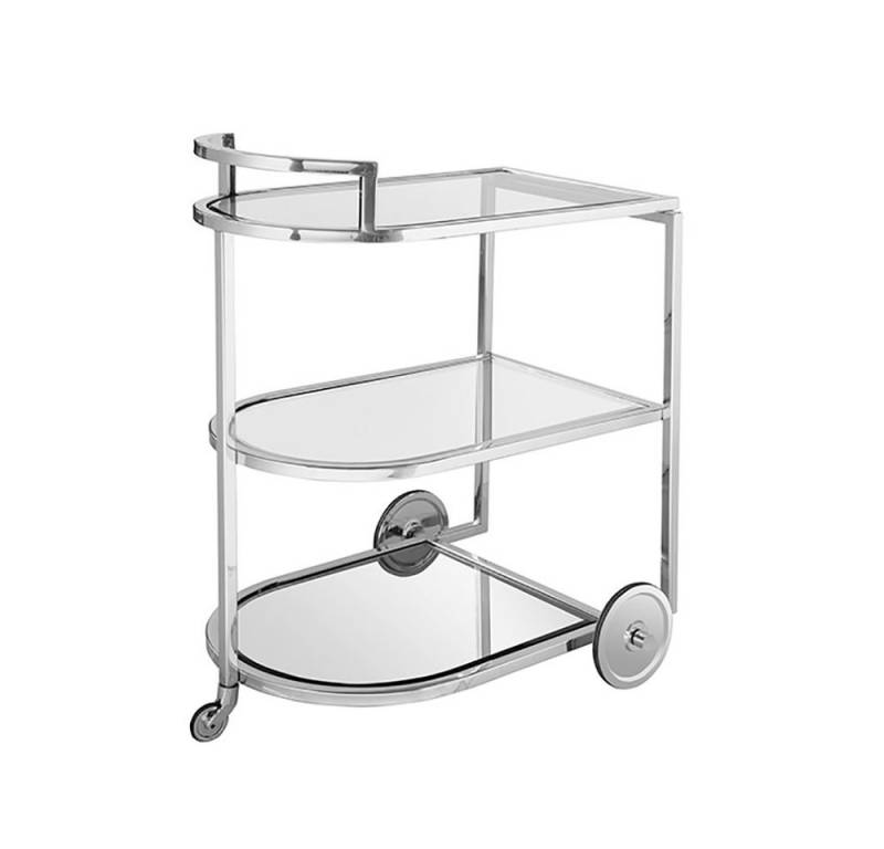 Fink Servierwagen SARONNA Barwagen - H.77cm x B.48cm - klar/silber - Edelstahl /Glas, (Wagen zum Servieren - Barwagen), Multifunktionaler Servierwagen: Küchenwagen, Rollwagen & Bartisch von Fink