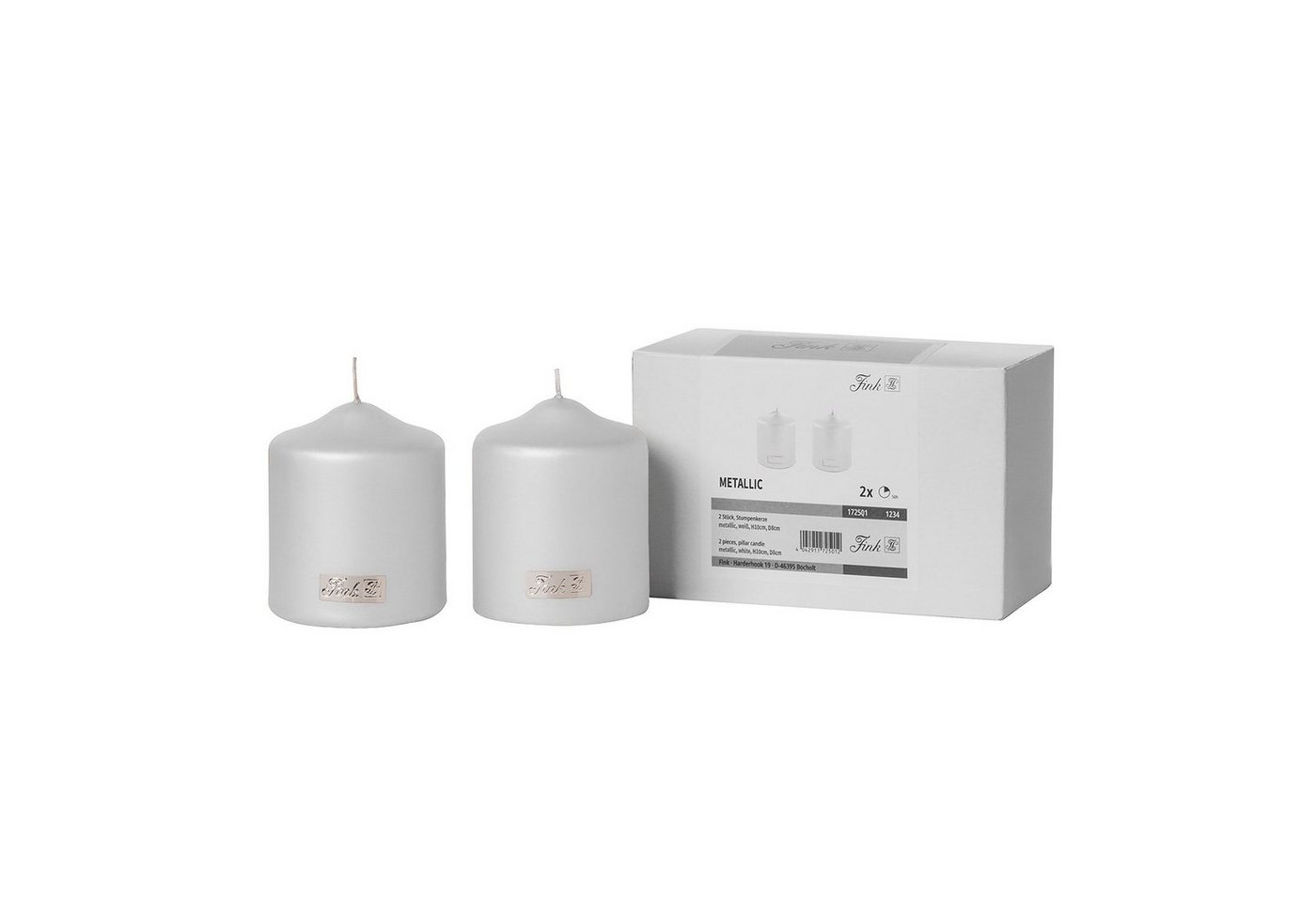 Fink Stumpenkerze CANDLE 2er Set Stumpenkerzen - weiß - Paraffin - H. 10cm x D. 8cm (1-tlg., Dicke Kerzen - Großkerzen), Säulenkerzen Blockkerzen Zylinderkerzen - Elegante Standkerzen von Fink