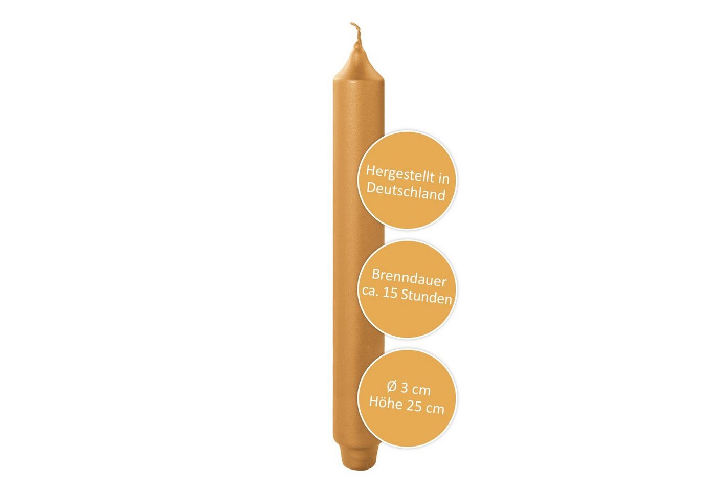 Fink Adventskerze FINK Stabkerze Candle - gold - H. 25cm x D. 3cm (1 Stück) von Fink