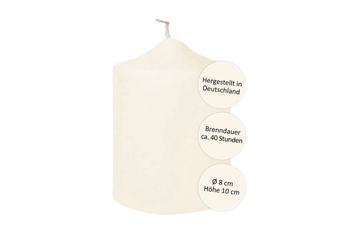 Fink Stumpenkerze FINK Stumpenkerze Candle - creme - H. 10cm x B. 8cm x D. 8cm von Fink