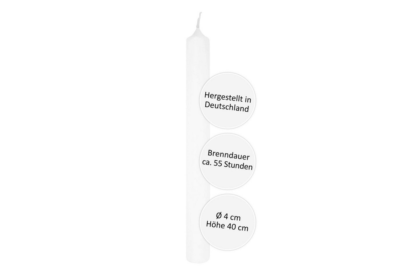 Fink Stumpenkerze FINK Titankerze Candle - weiß - H. 40cm x D. 4cm von Fink