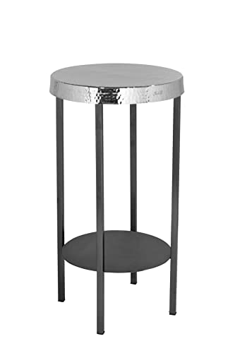 Fink [A] Sultan, Beistelltisch, Deko-Säule, Aluminium, Eisen, galvanisierter, vernickelt, grau, silberfarben, L. 31 cm, B. 31 cm, H. 60 cm, D. 30 cm von Fink