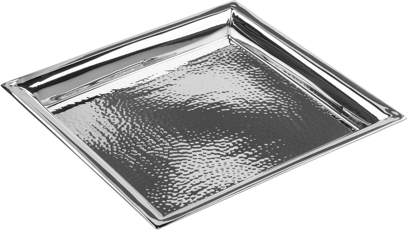 Fink Tablett NAGANO, mit feiner Hammerschlagstruktur, Edelstahl, (1-tlg), gehämmert, quadratisch, 24 cm x 24 cm von Fink